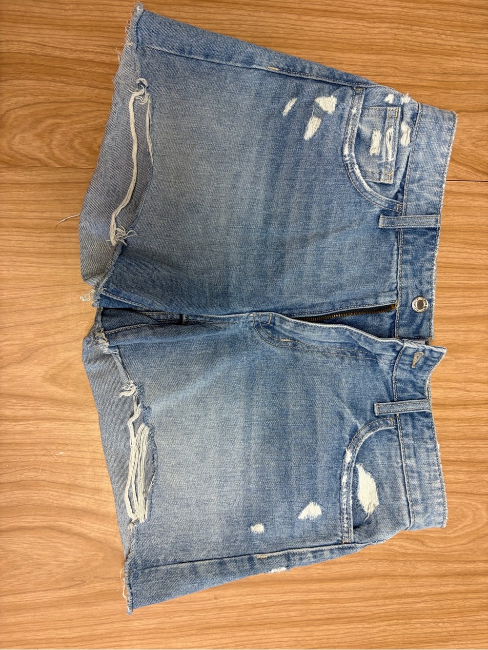 Light Blue Distressed Denim Jean Shorts